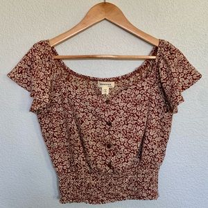 Monteau Short Sleeve Floral Print Blouse